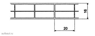 Профиль листа поликарбоната Standart толщиной 16 мм