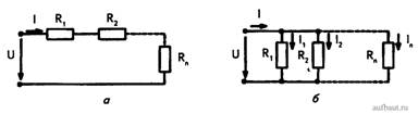 Соединения ветвей: а— последовательное; б— параллельное