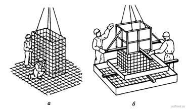 Монтаж пространственного арматурного блока