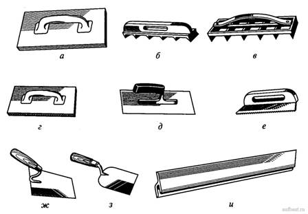 Инструменты для однослойных гипсовых штукатурок
