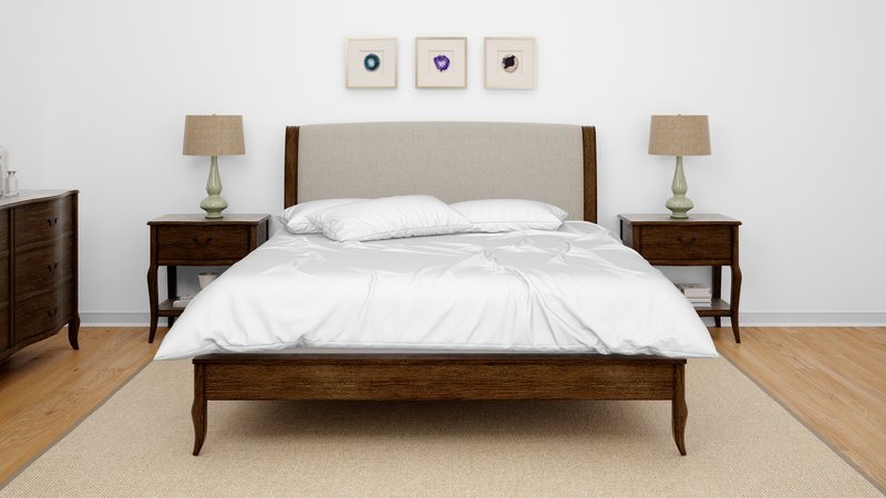 В прямоугольной спальне кровать будет лучше поставить перпендикулярно длинной стене