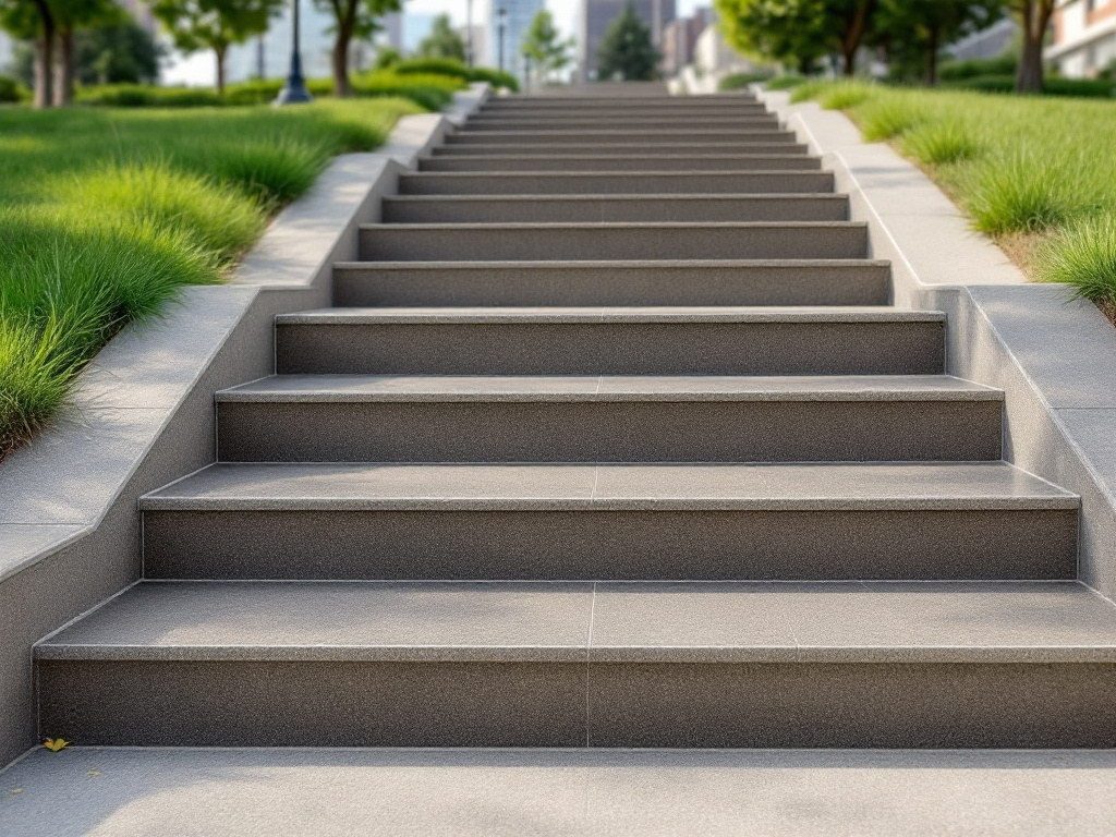 Термообработанный гранит. Облицовки ступеней, крылец и пандусов.