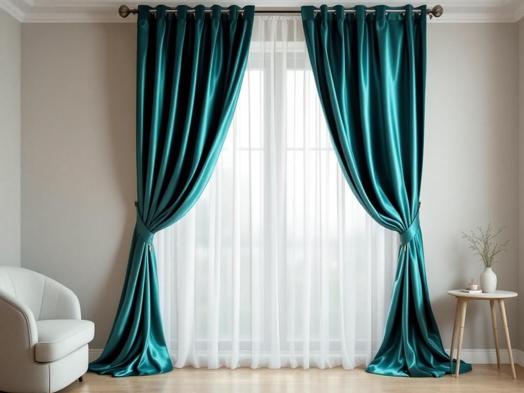 Сатин часто используется для пошива штор и занавесок