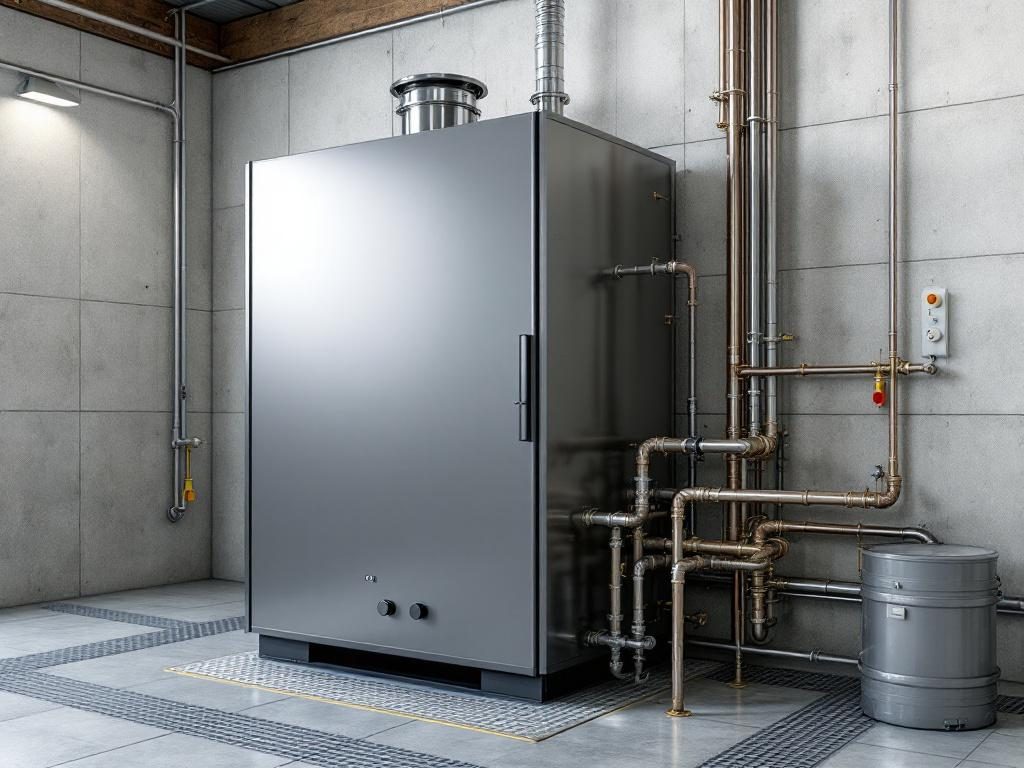 Напольный газовый котел в котельной