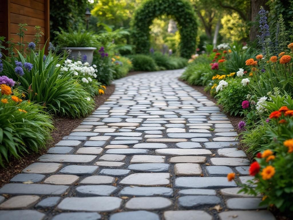 Галтованная брусчатка — это искусственно состаренный вид с гладкими, скруглёнными углами, как будто обработанный водой.