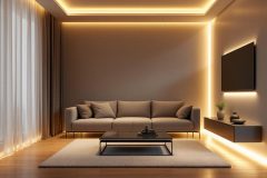 Современная гостиная с LED-подсветкой