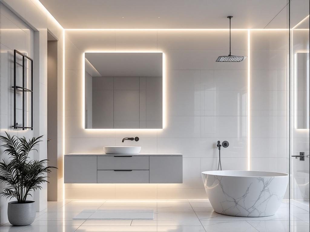 Стильная ванная комната с LED-подсветкой