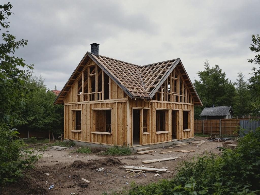 Строительство каркаса частного дома: возведение стен и крыши на участке