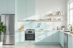 Свежеокрашенные стены на кухне (процесс покраски)